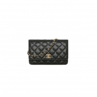 CHANEL WALLET ON CHAIN IN SHINY GRAINED CALFSKIN STRASS AND GOLD TONE METAL (19*12*3cm) 